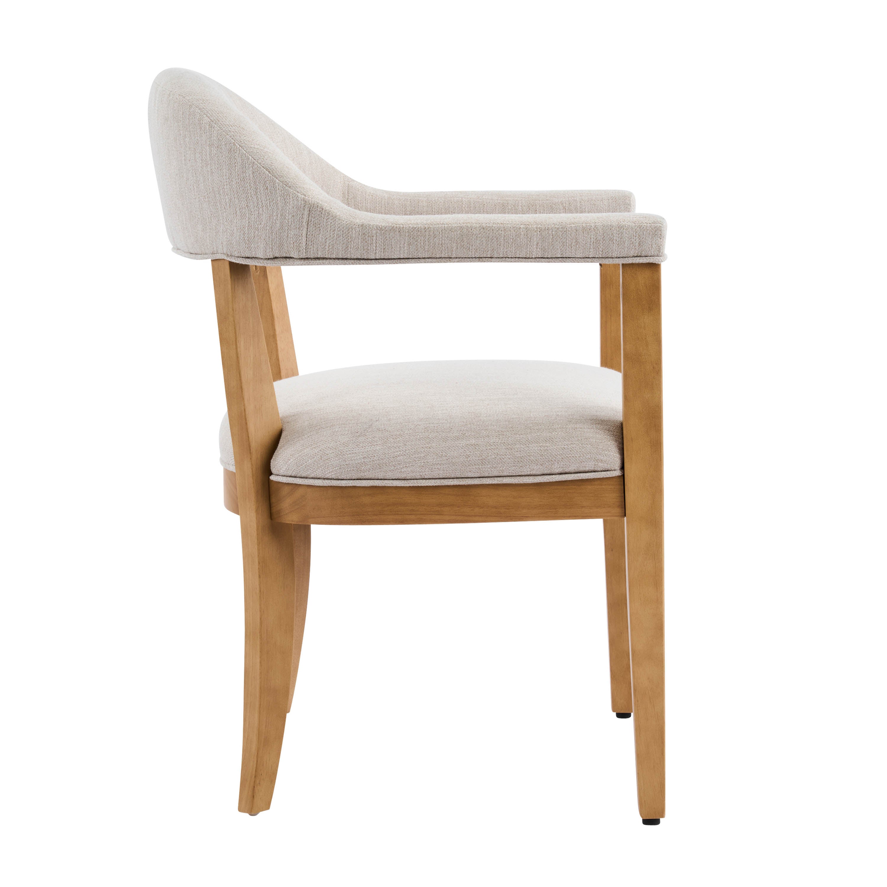 Wood Frame Upholstered Dining Chairs with Armrests (Set of 2)