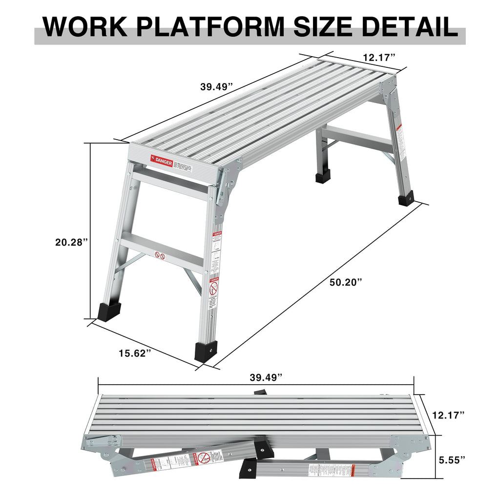 Work Platform Aluminum Portable Bench Folding Ladder