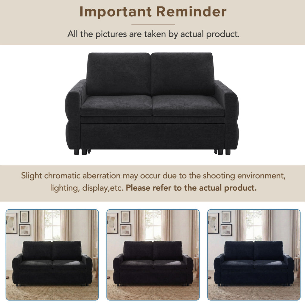 Convertible Sofa Bed Loveseat With Adjustable Backrest And USB Ports