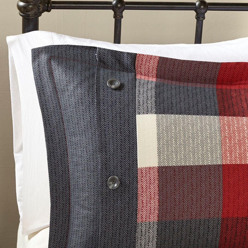7 Piece Herringbone Comforter Set Red Cal King