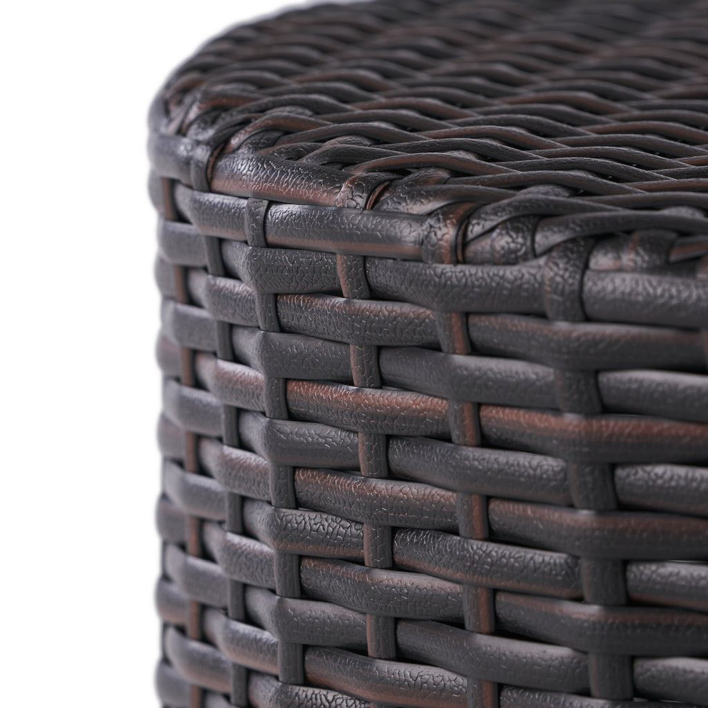 Kingstown RD Barrel Side Table, Outdoor Wicker End Table