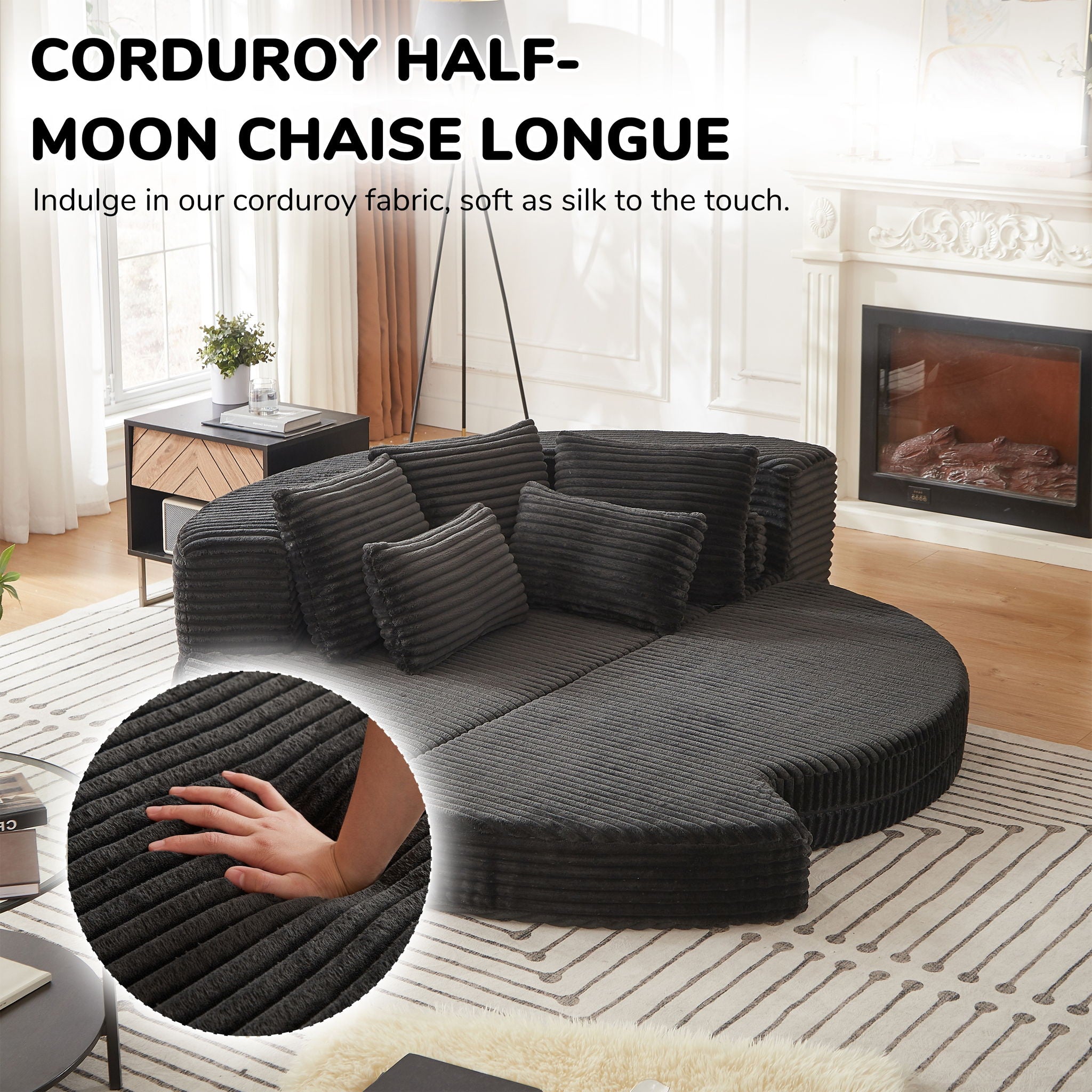 Semi Circular 2 In 1 Sofa Bed With Neck Pillow And Throw Pillows