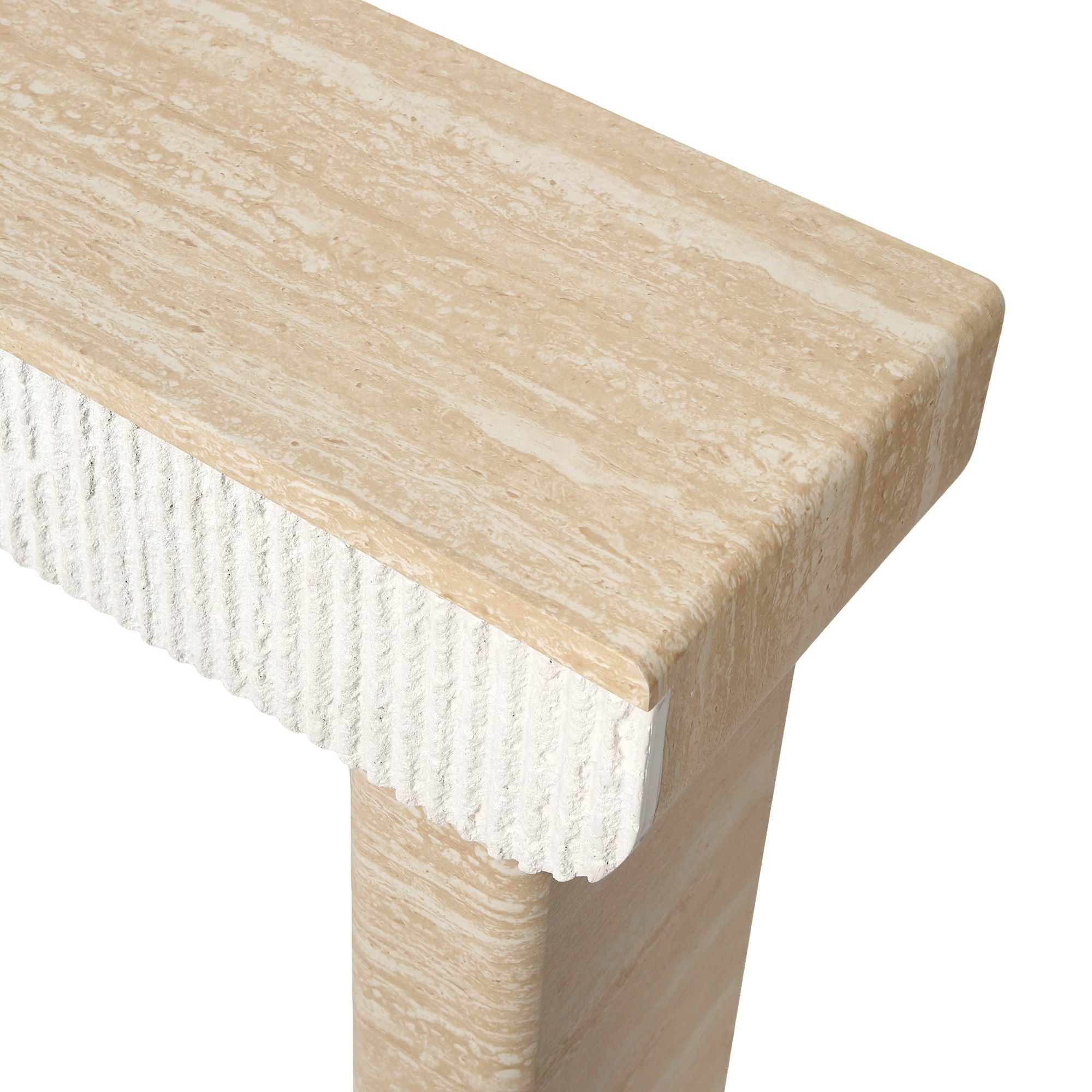 Entryway Table With 2 Hidden Handle Drawers For Entrance - Beige / Yellow