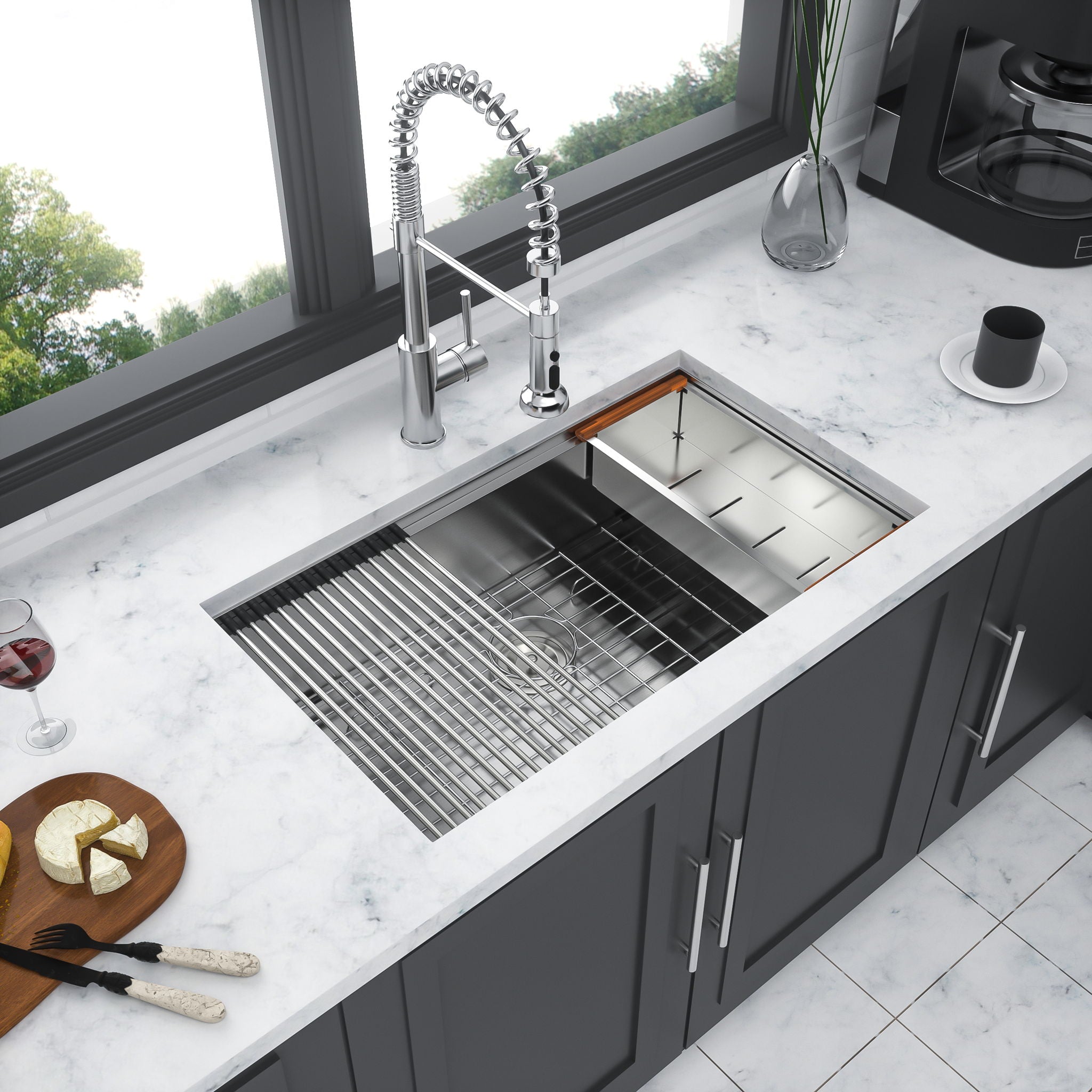 Single Bowl Undermount Workstation Kitchen Sink with Accessories