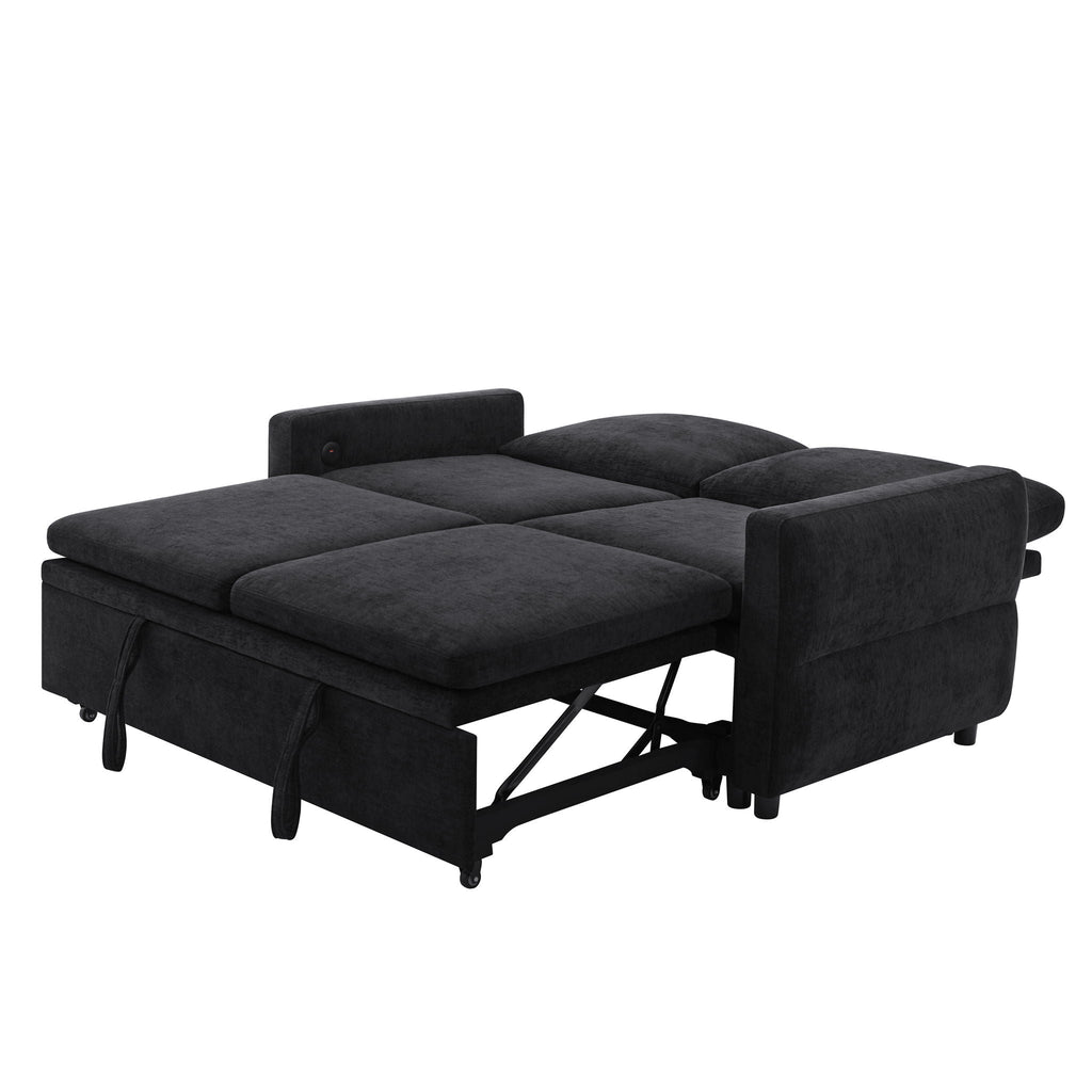 Convertible Sofa Bed Loveseat With Adjustable Backrest And USB Ports