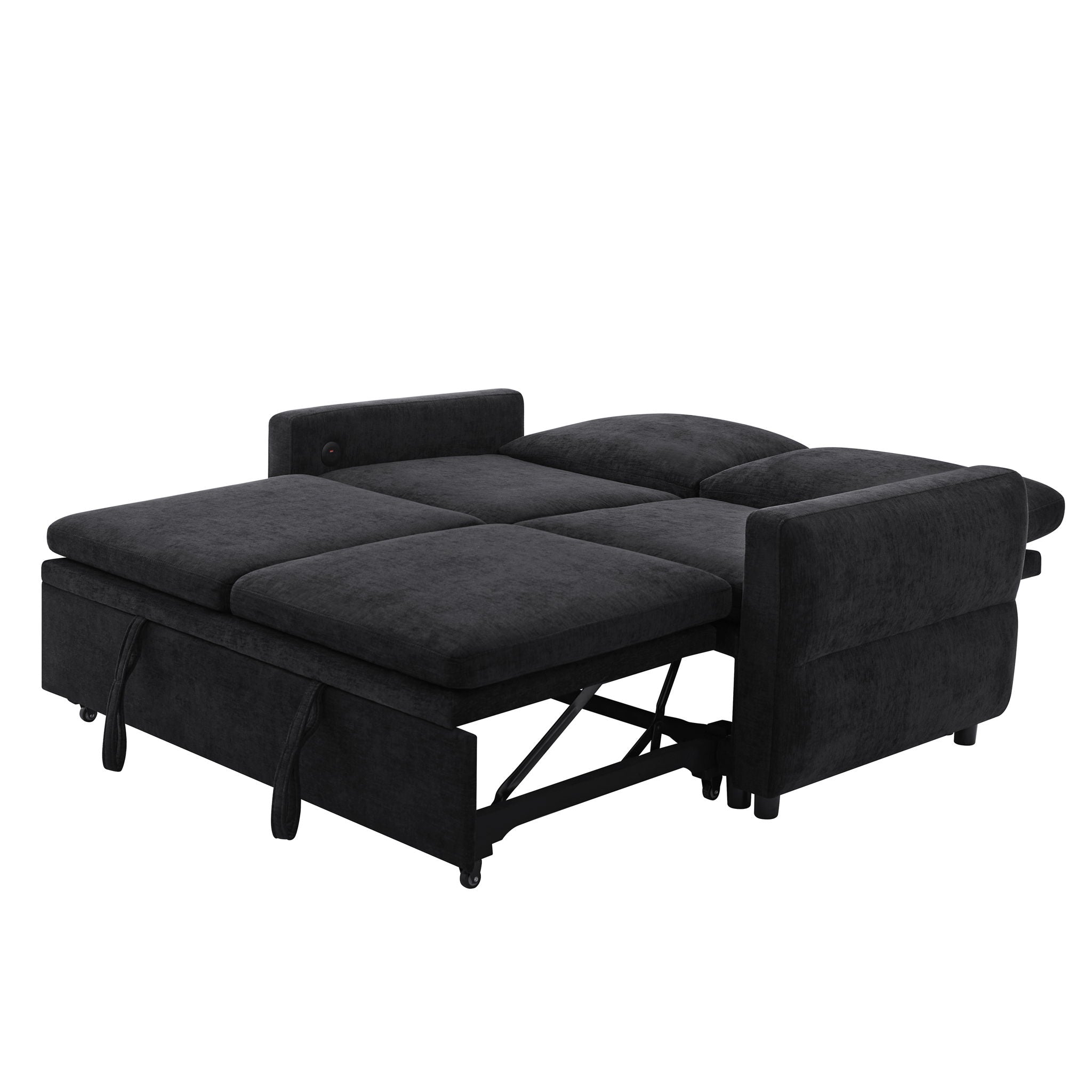 Convertible Sofa Bed Loveseat With Adjustable Backrest And USB Ports