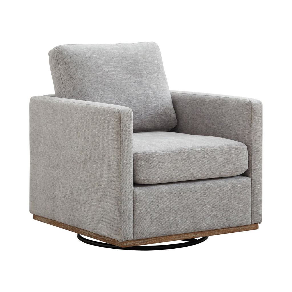 Modern Square Upholstered Swivel Accent Chair with Metal Base