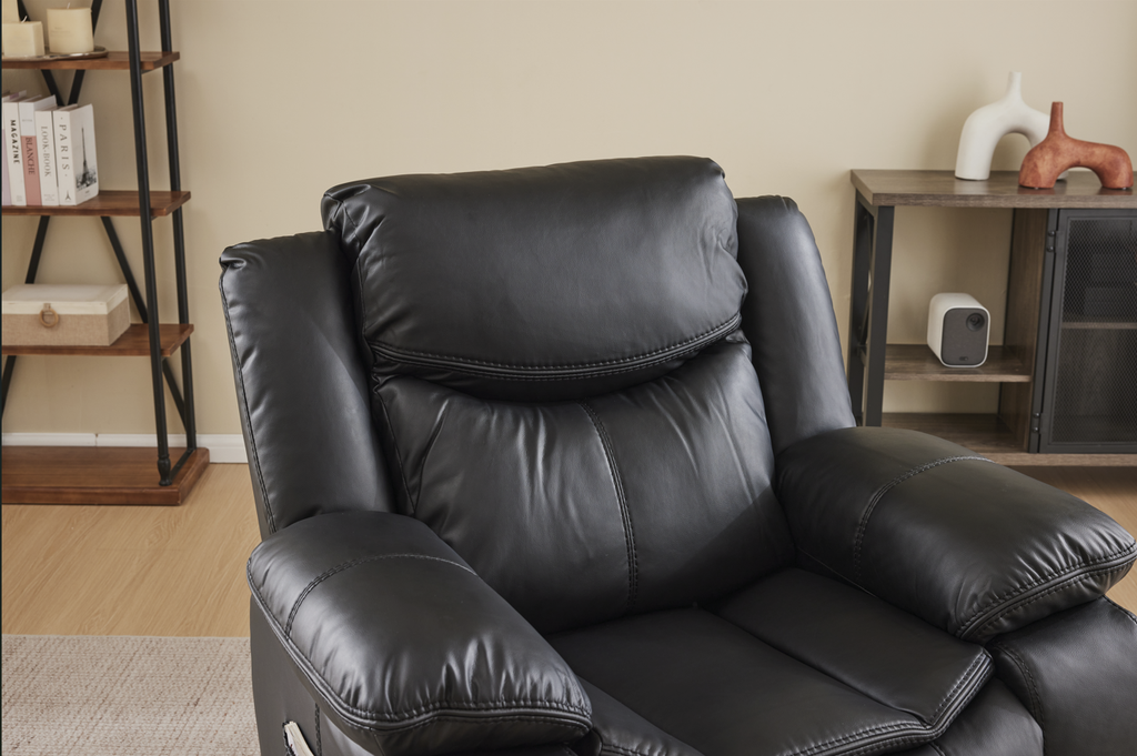 Black Color Air Leather Recliner Chair with Vibration and Heating