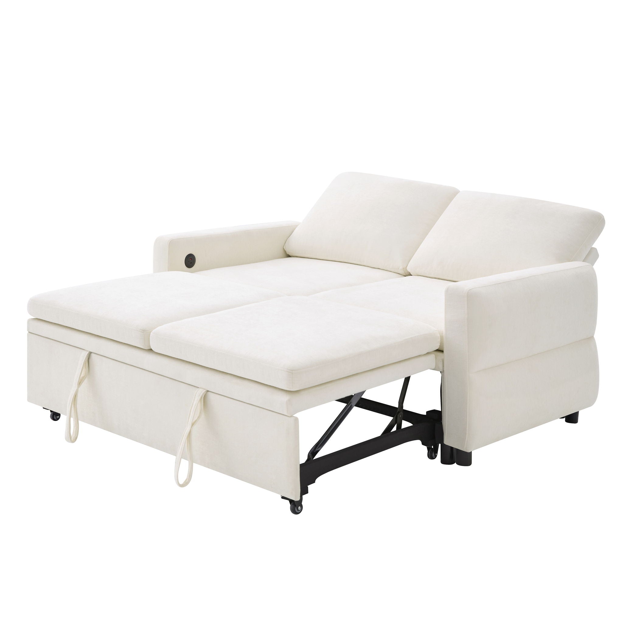 Convertible Sofa Bed Loveseat With Adjustable Backrest And USB Ports