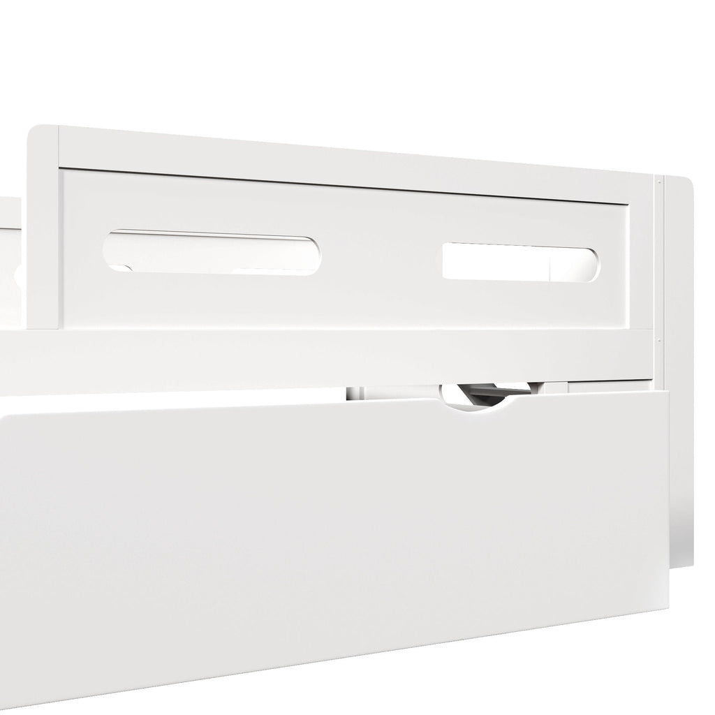 Platform Bed With Guardrail And Drawer