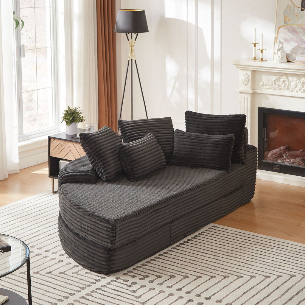 Semi Circular 2 In 1 Sofa Bed With Neck Pillow And Throw Pillows