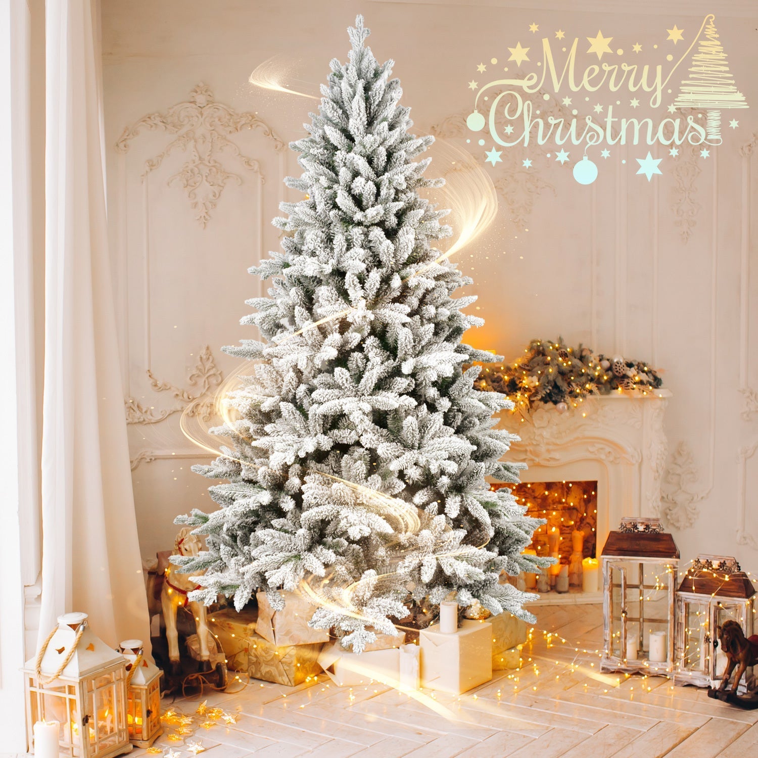 7ft Flocked Christmas Tree with 1514 Tips