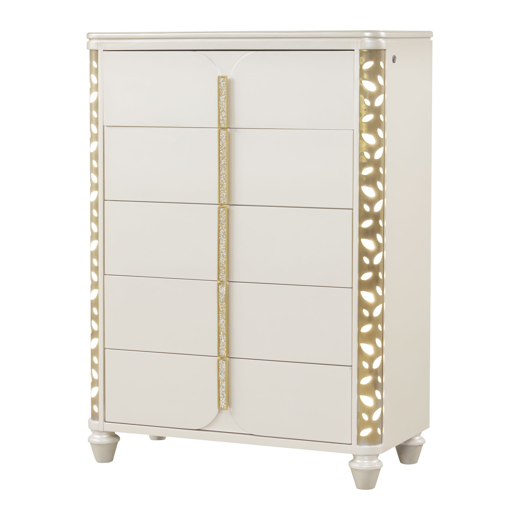 Cinderella - Chest With LED Accents And 5 Storage Drawers - Beige