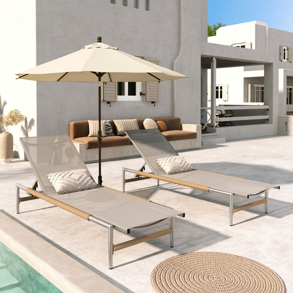 Hargrove Outdoor Patio Aluminum Chaise Lounge Set of 2