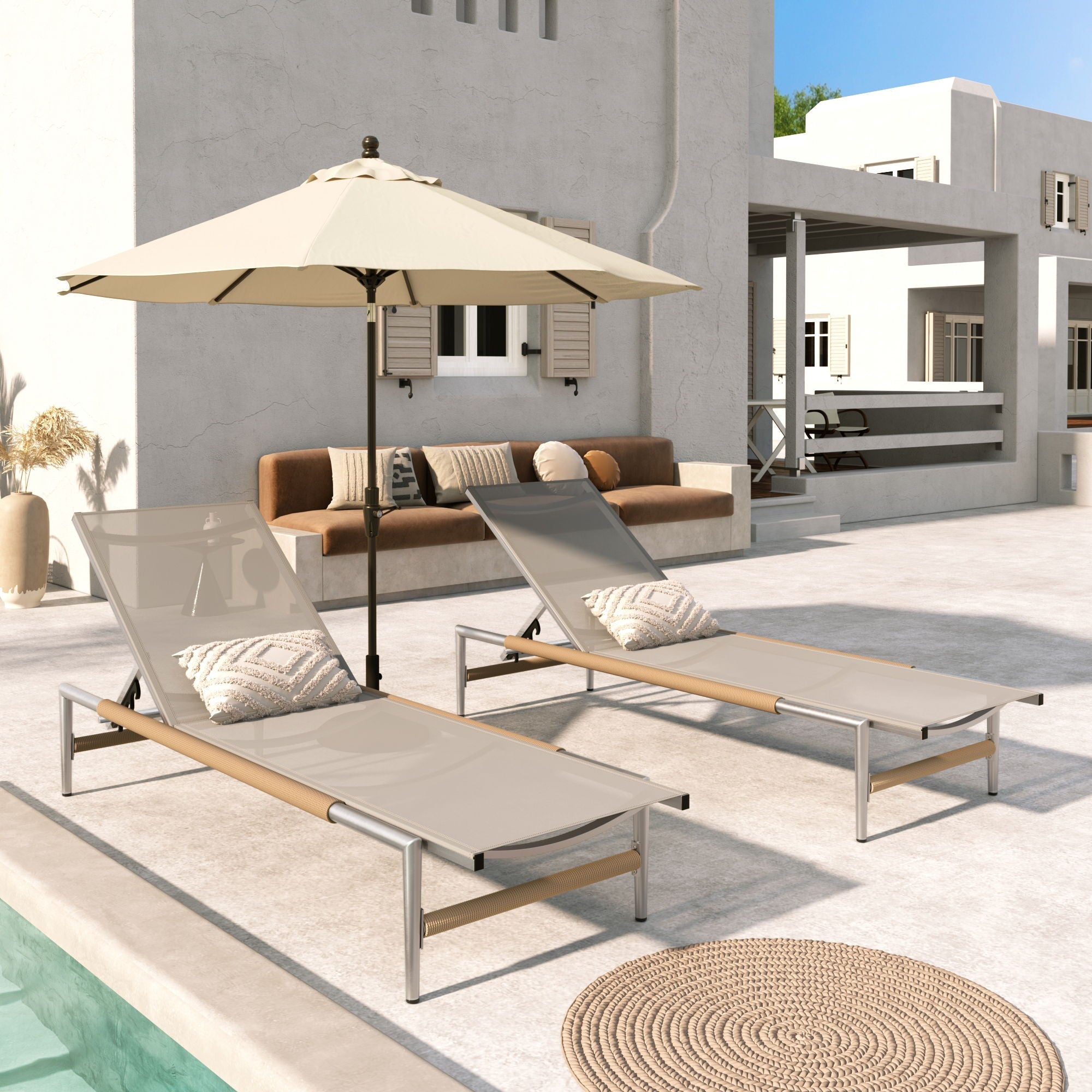 Hargrove Outdoor Patio Aluminum Chaise Lounge Set of 2