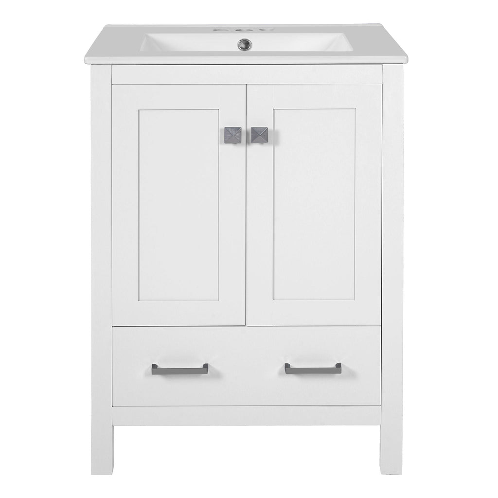 Bathroom Vanity With Integrated Undermount Ceramic Sink, 2 Doors And 1 Drawer, Soft Close Hinges