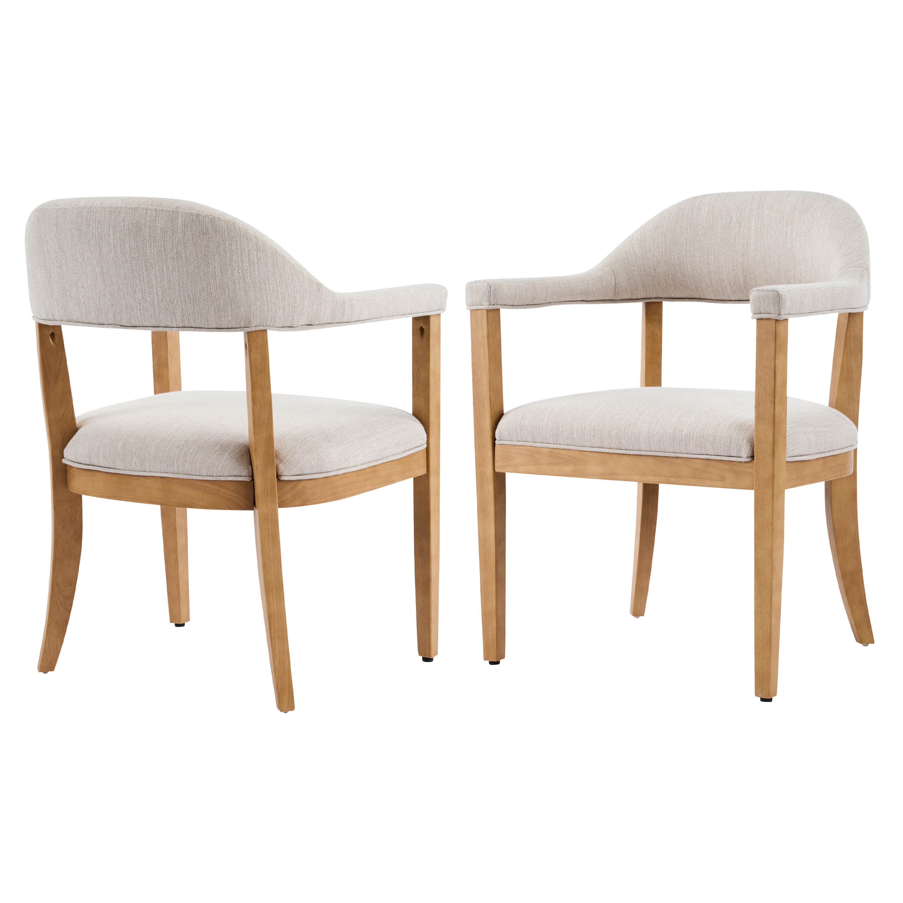 Wood Frame Upholstered Dining Chairs with Armrests (Set of 2)