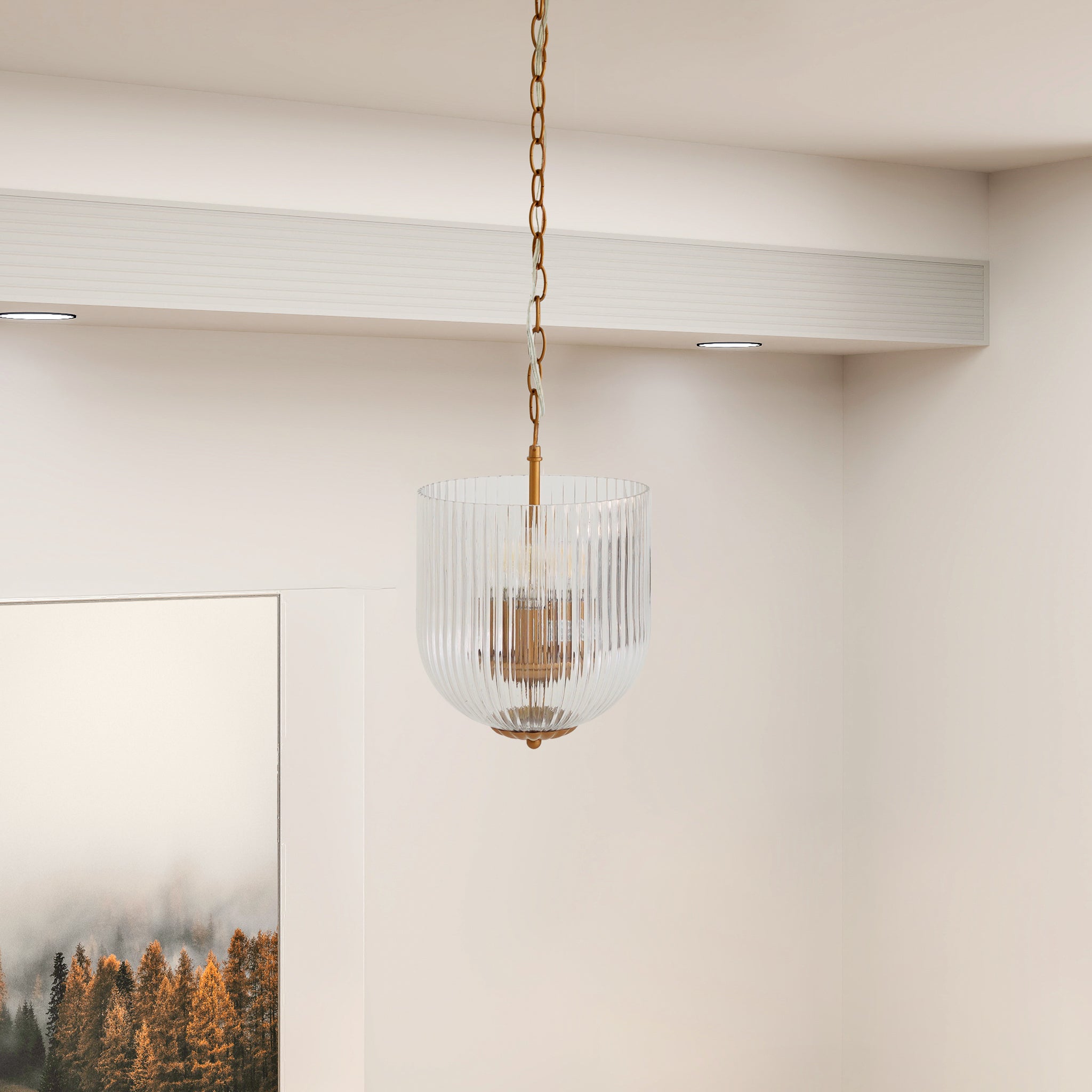 Pendant Lamp – Coarse Gold Metal Frame & Clear Glass Shade | Modern Chic Dining Room & Kitchen Light