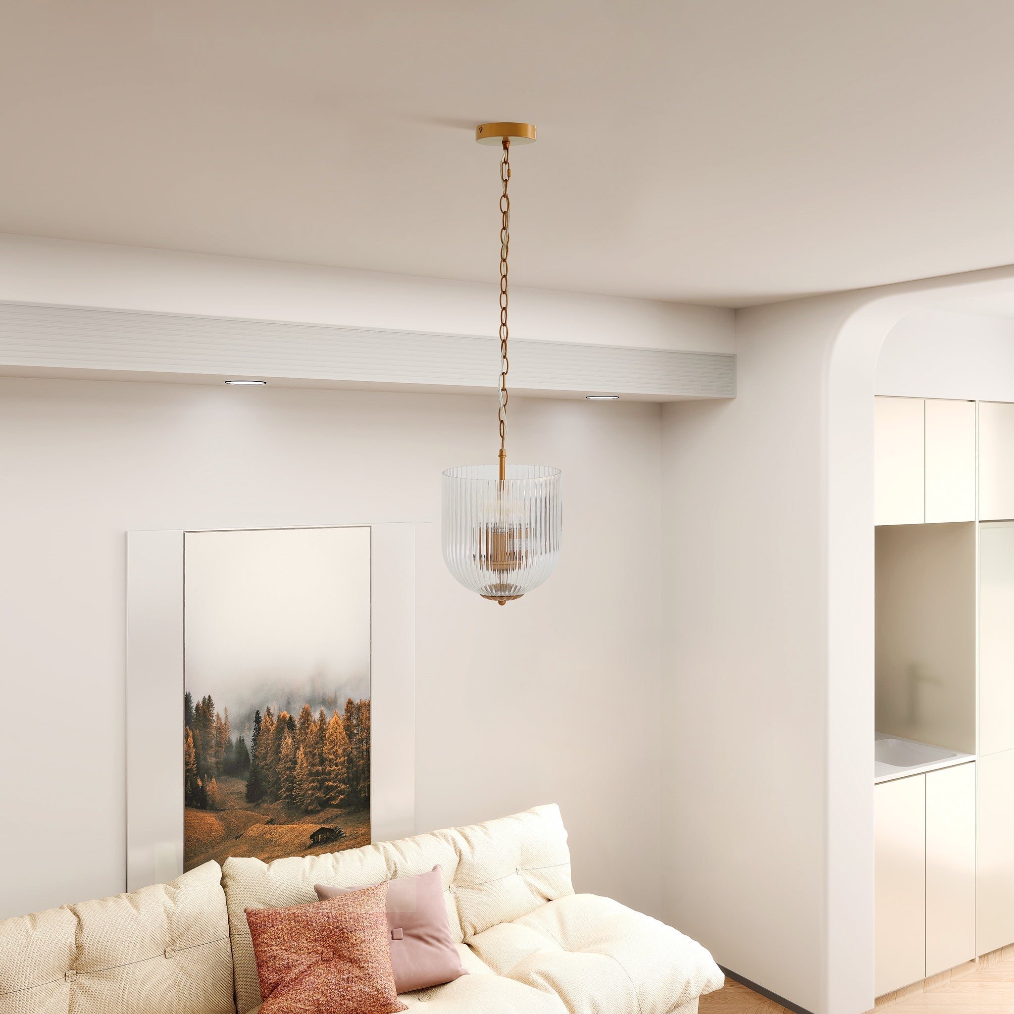 Pendant Lamp – Coarse Gold Metal Frame & Clear Glass Shade | Modern Chic Dining Room & Kitchen Light