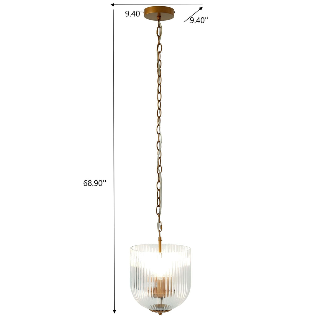 Pendant Lamp – Coarse Gold Metal Frame & Clear Glass Shade | Modern Chic Dining Room & Kitchen Light