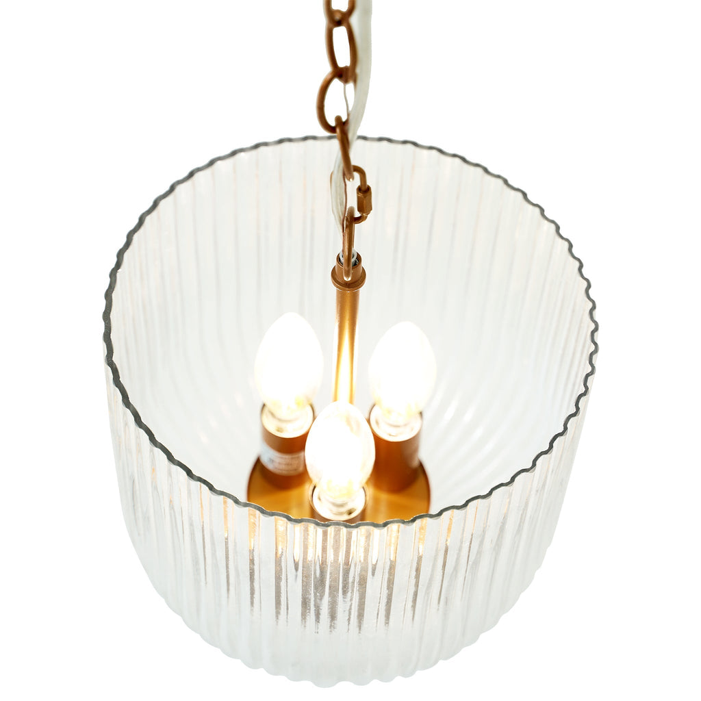 Pendant Lamp – Coarse Gold Metal Frame & Clear Glass Shade | Modern Chic Dining Room & Kitchen Light