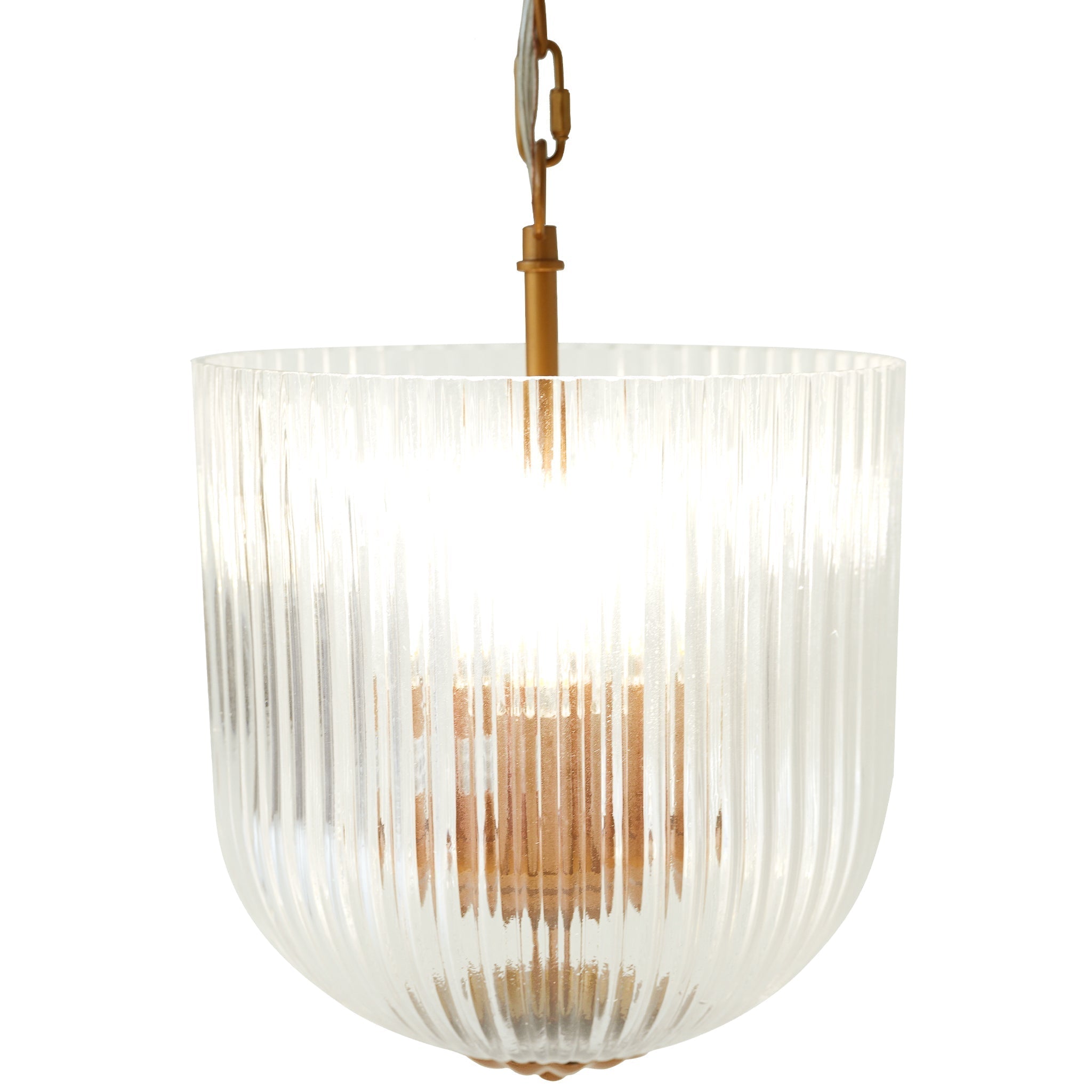 Pendant Lamp – Coarse Gold Metal Frame & Clear Glass Shade | Modern Chic Dining Room & Kitchen Light