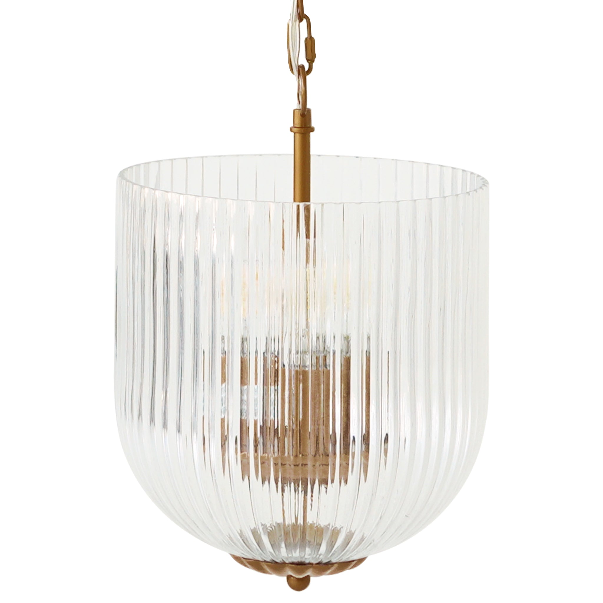 Pendant Lamp – Coarse Gold Metal Frame & Clear Glass Shade | Modern Chic Dining Room & Kitchen Light