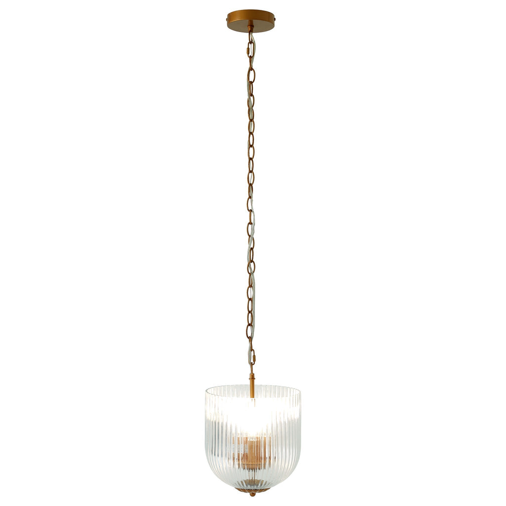 Pendant Lamp – Coarse Gold Metal Frame & Clear Glass Shade | Modern Chic Dining Room & Kitchen Light