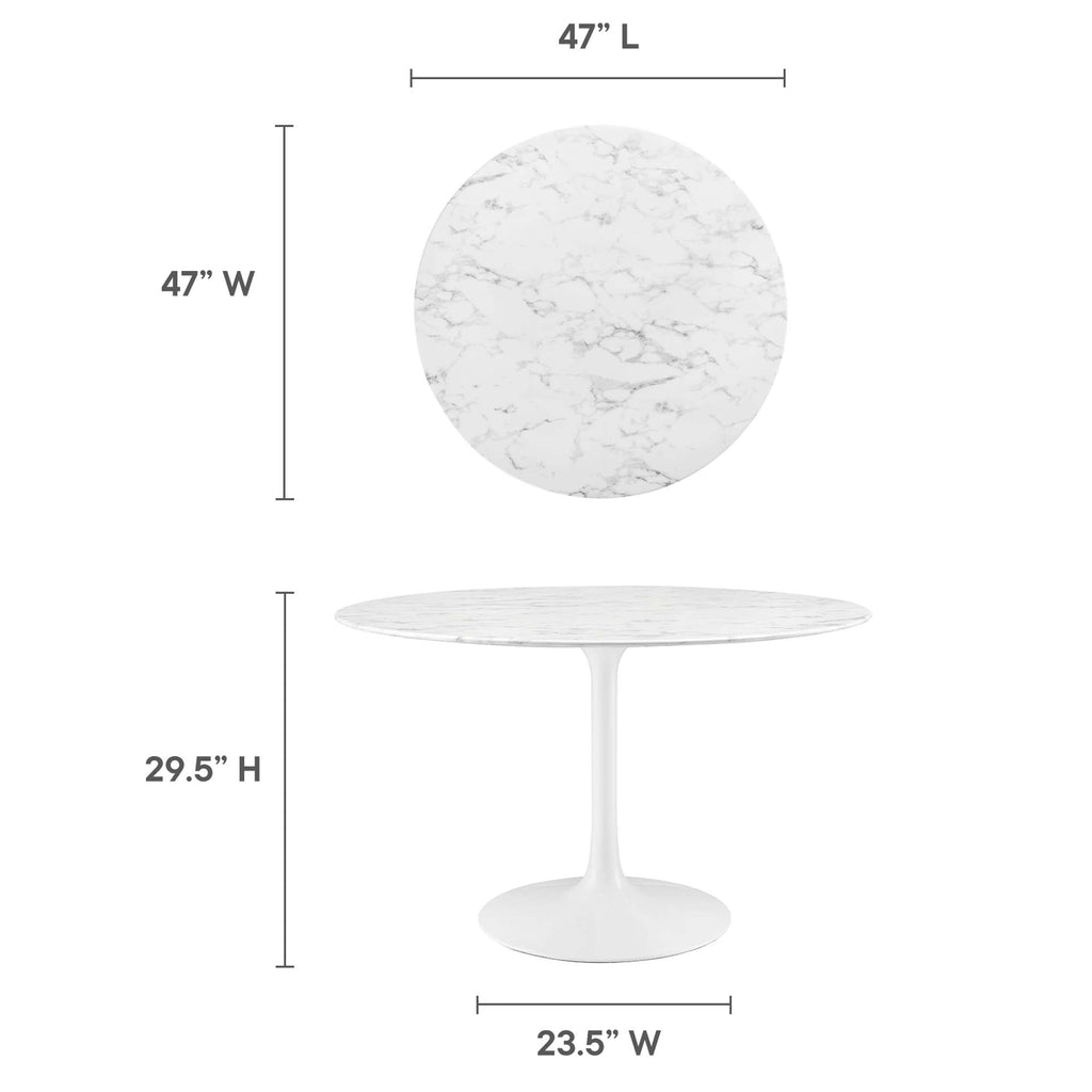 Lippa 48" Round Faux Marble Dining Table by Modway