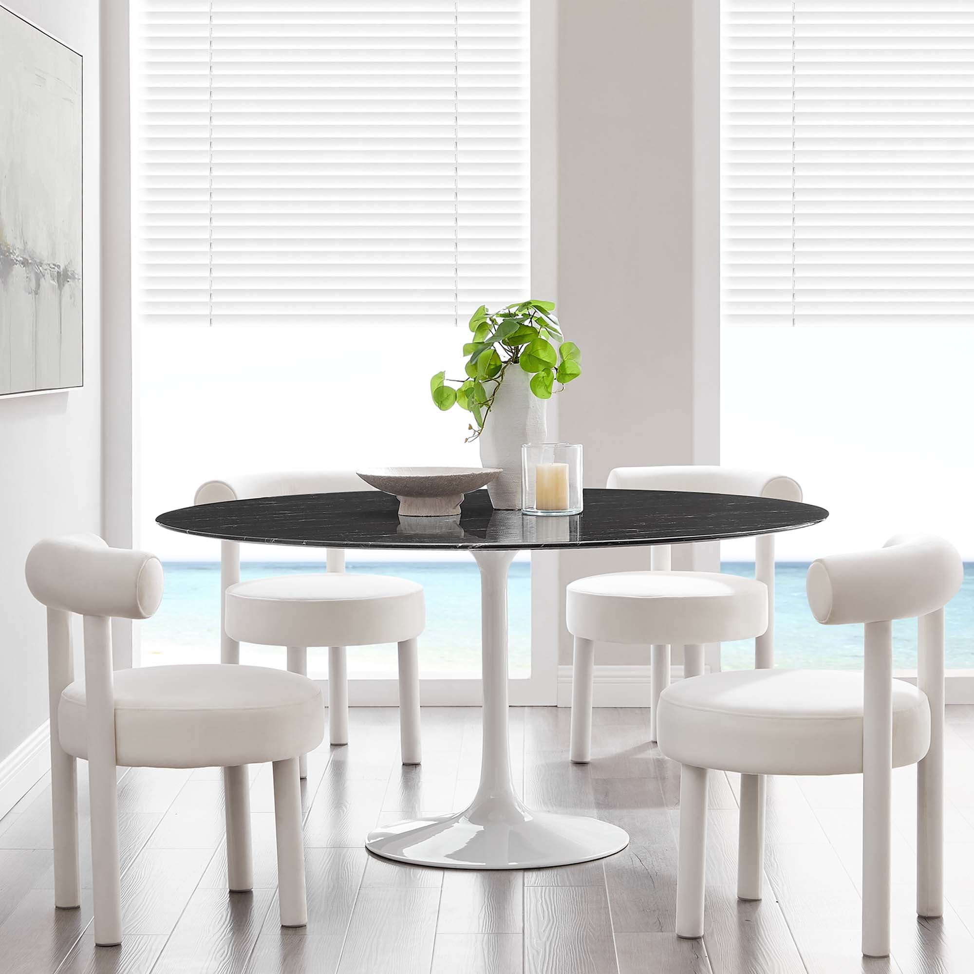 Lippa 60" Round Faux Marble Dining Table by Modway