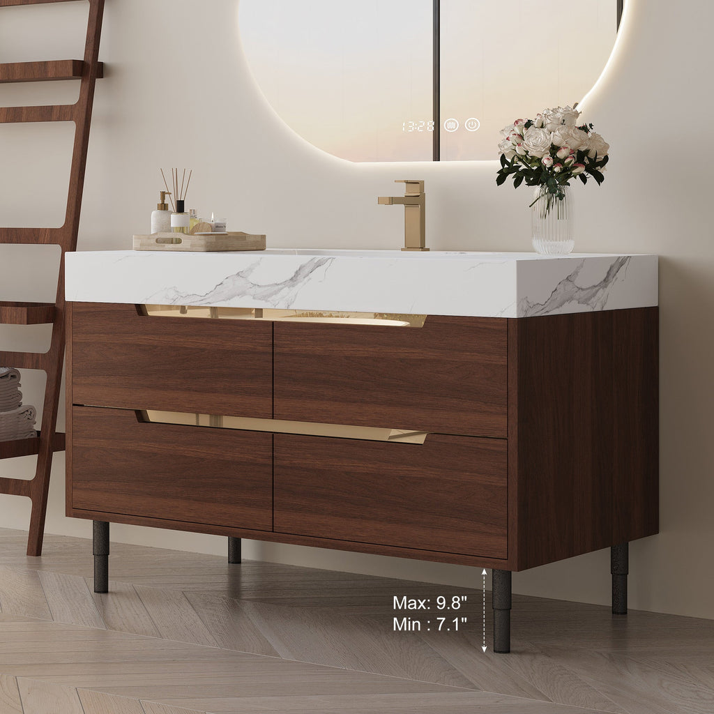 35.4" Farmhouse Free-standing Sintered Stone Bathroom Vanity with Undermount Sink