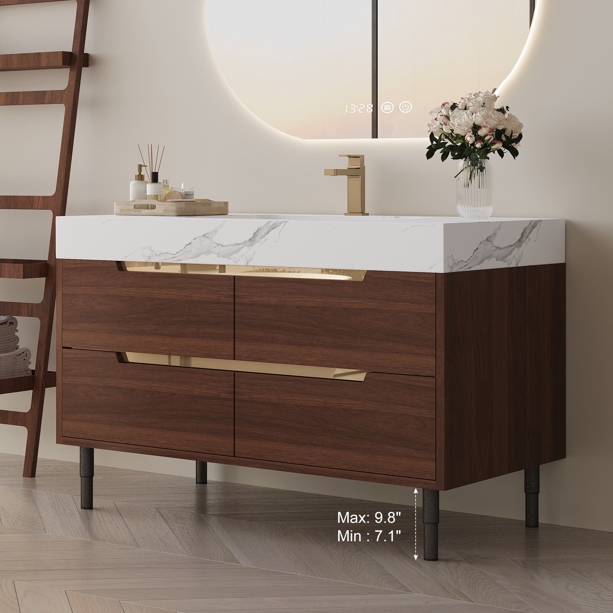 35.4" Farmhouse Free-standing Sintered Stone Bathroom Vanity with Undermount Sink