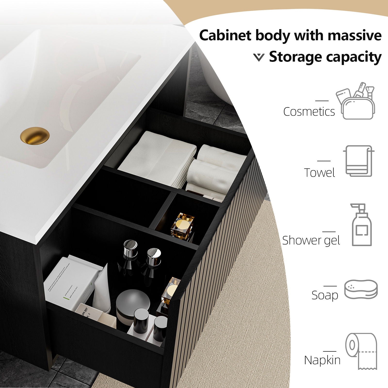 Wall Mounted Floating Bathroom Vanity With Sink And Drawers