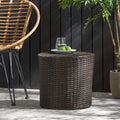 Kingstown RD Barrel Side Table, Outdoor Wicker End Table
