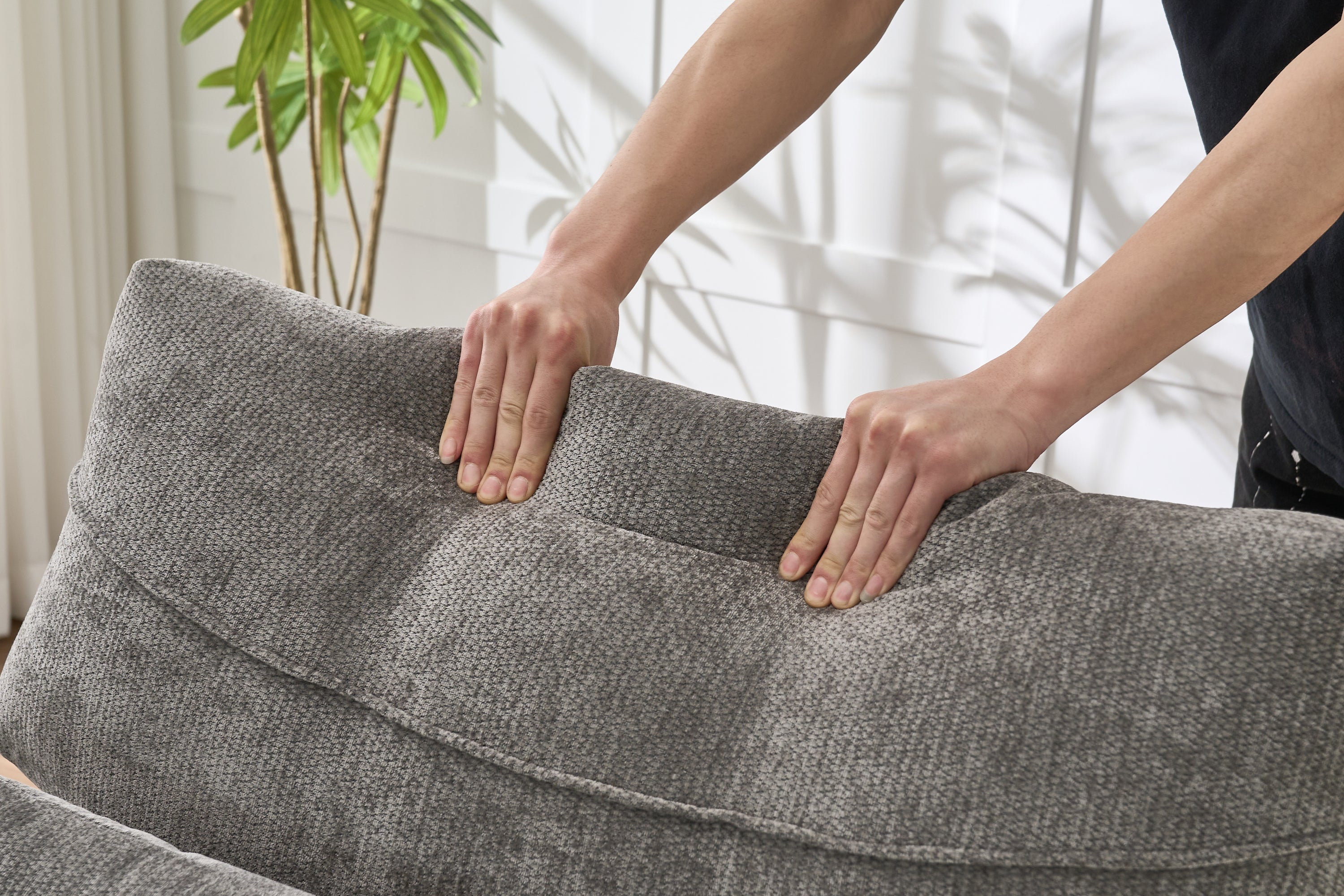 Modern Grey Upholstered Chaise Lounge Sofa Recliner