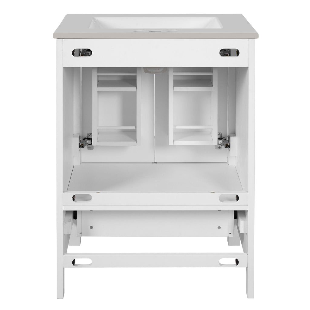 Bathroom Vanity With Integrated Undermount Ceramic Sink, 2 Doors And 1 Drawer, Soft Close Hinges