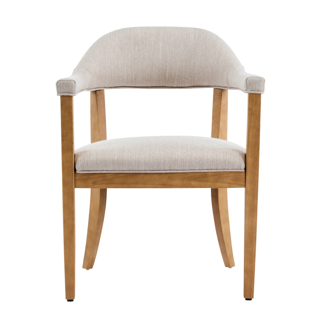Wood Frame Upholstered Dining Chairs with Armrests (Set of 2)