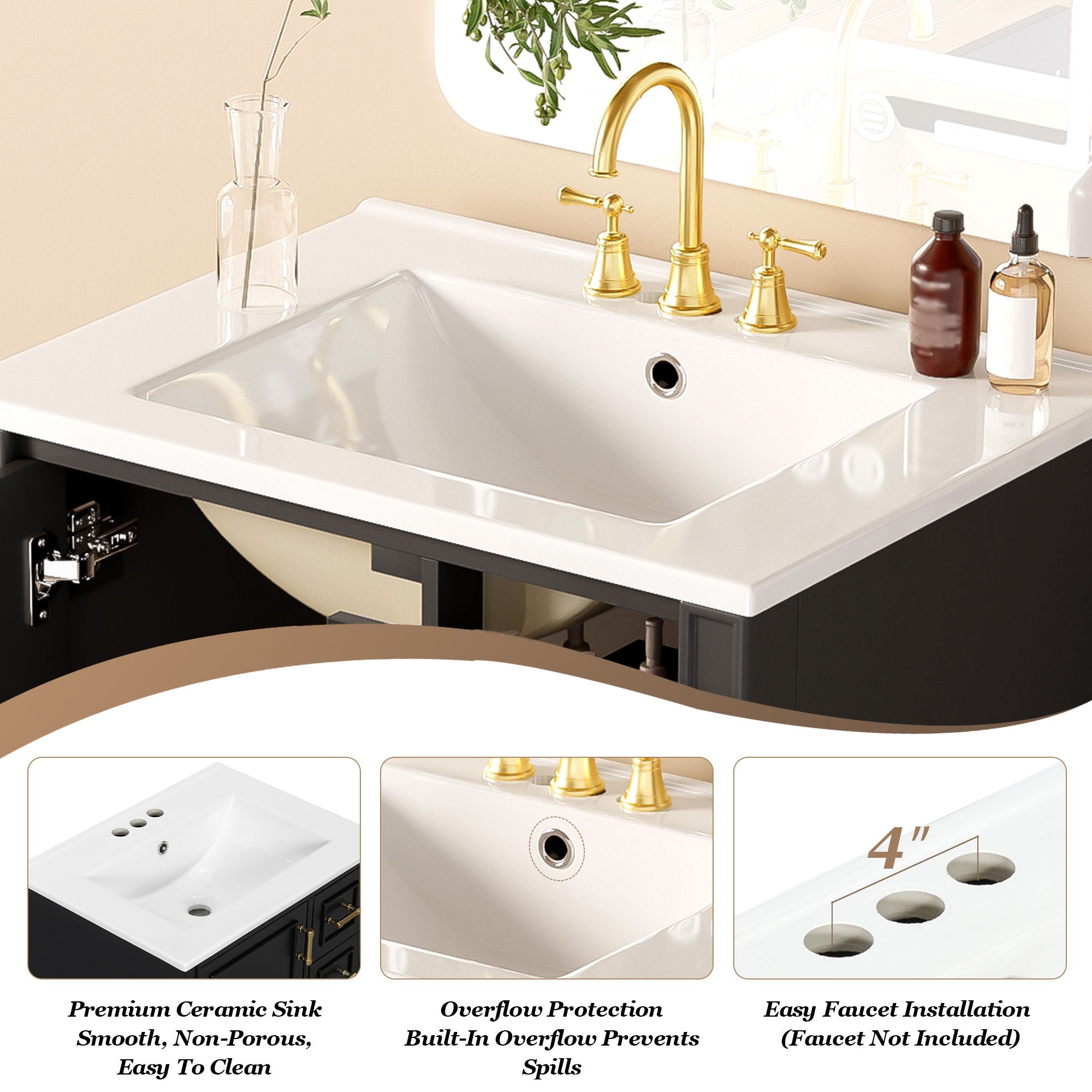 Traditional Bathroom Vanity Set With Soft Close Doors