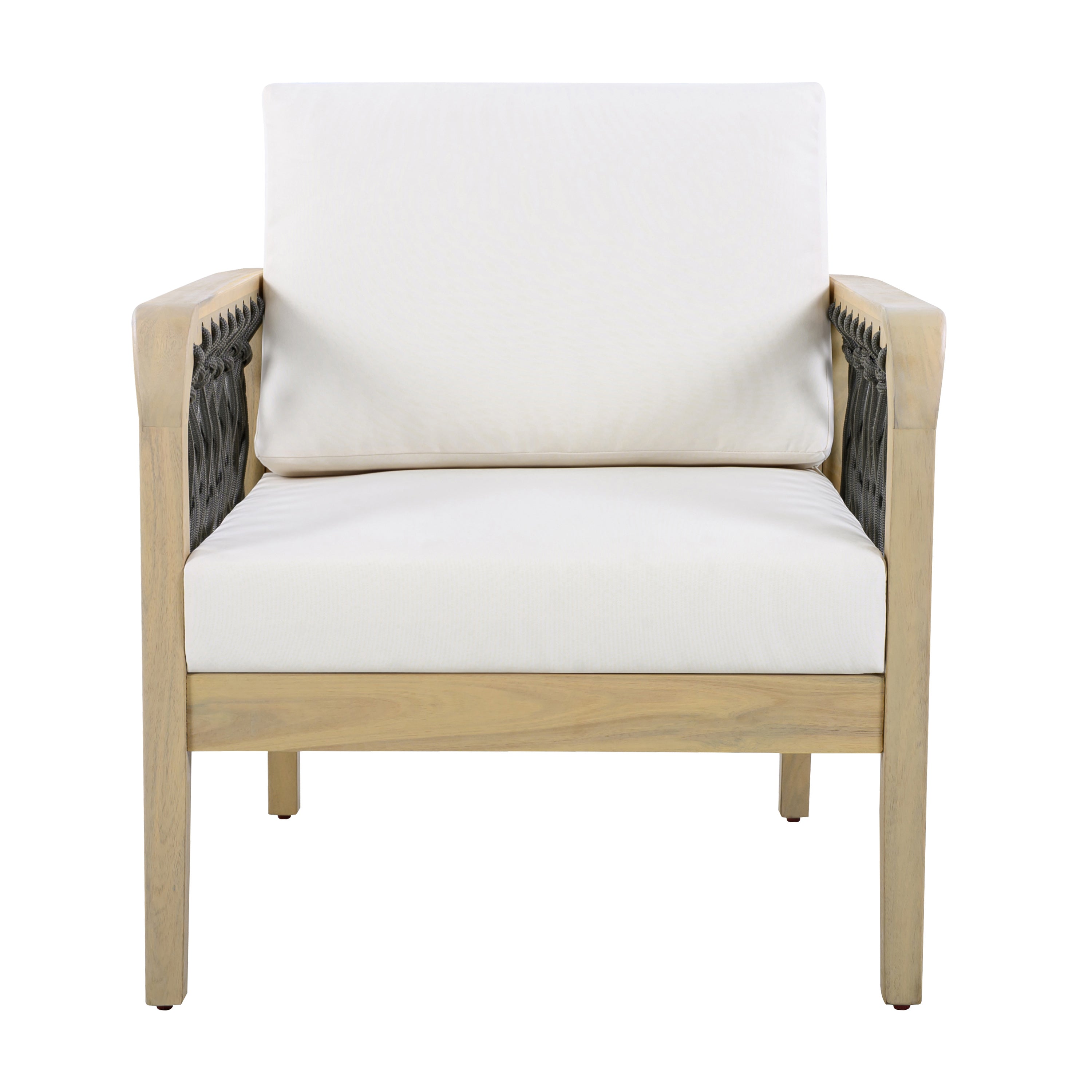 Outdoor Acacia Wood Club Chair with Handwoven Rope (Set of 2)