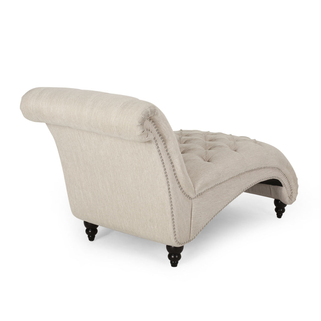 Chaise Lounge With Button Tufted Diamond Stitch