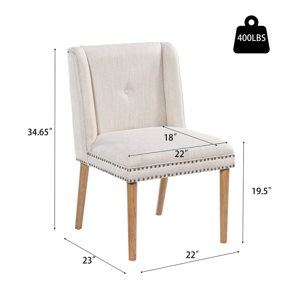 Light Luxury Rivet Upholstered Dining Chair Set of 2