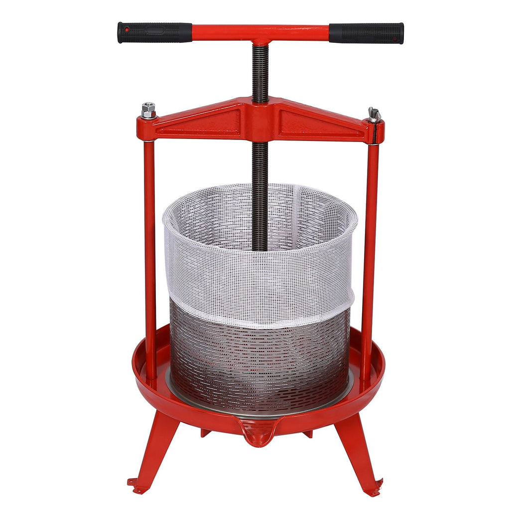 Fruit and Wine Press With T-Shaped Hand Shank, 3.69 Gallon / 14L - Red
