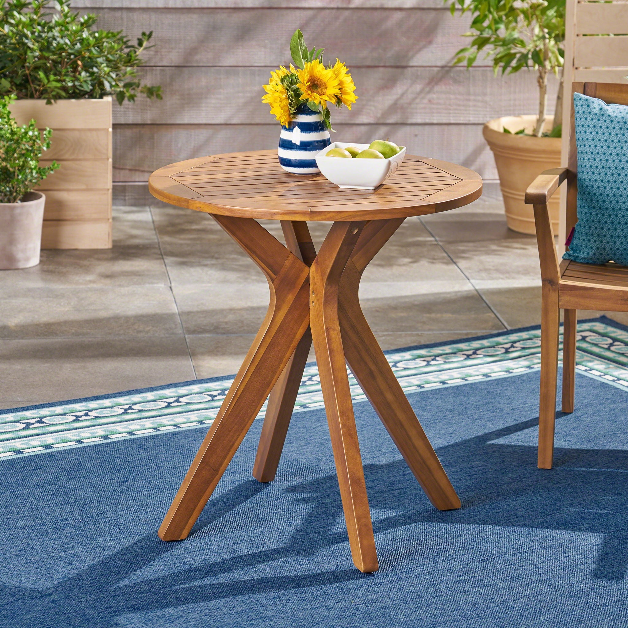 Stamford Outdoor Bistro Table Acacia Wood X-Base Teak