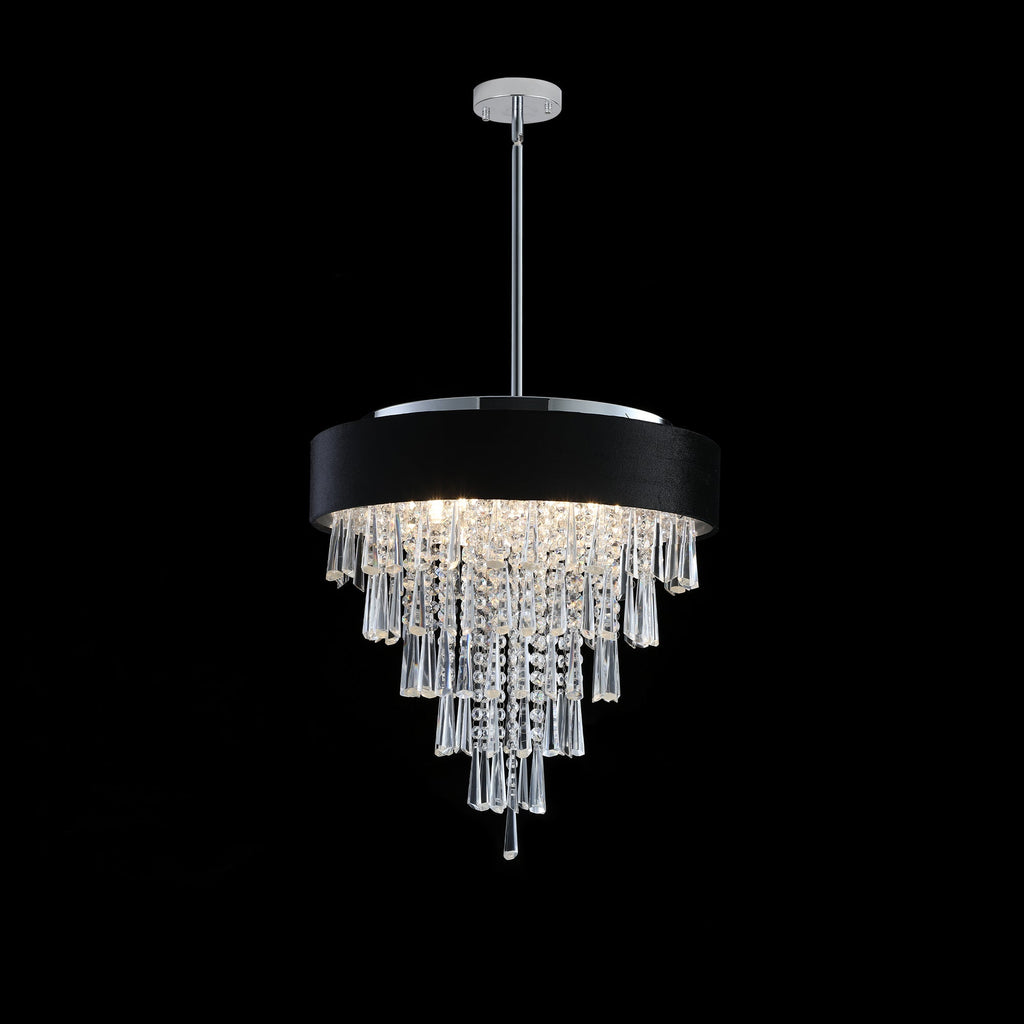 18-inch Modern Crystal Chandelier with Black Velvet Shade