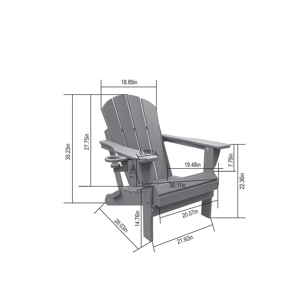 Folding Adirondack Chair with Side Table, 3-Piece Set