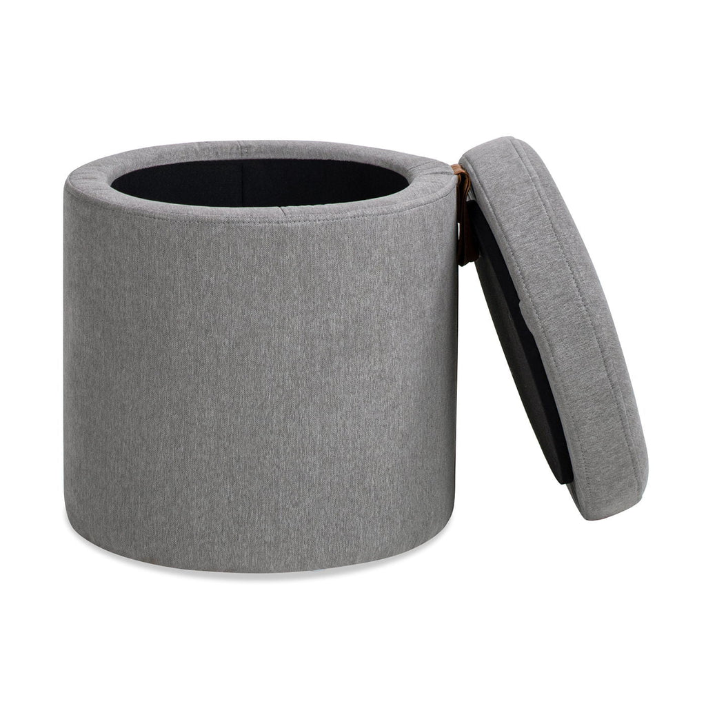 Brandy - Round Upholstered Storage Ottoman With Accent