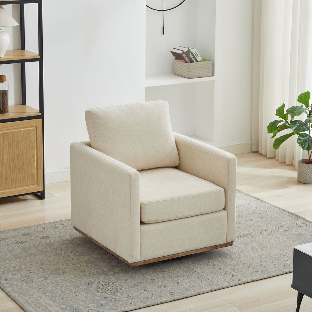 Modern Square Upholstered Swivel Accent Chair with Metal Base