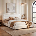 Minimalist Curved Headboard Teddy Bear Plush Bed, Queen