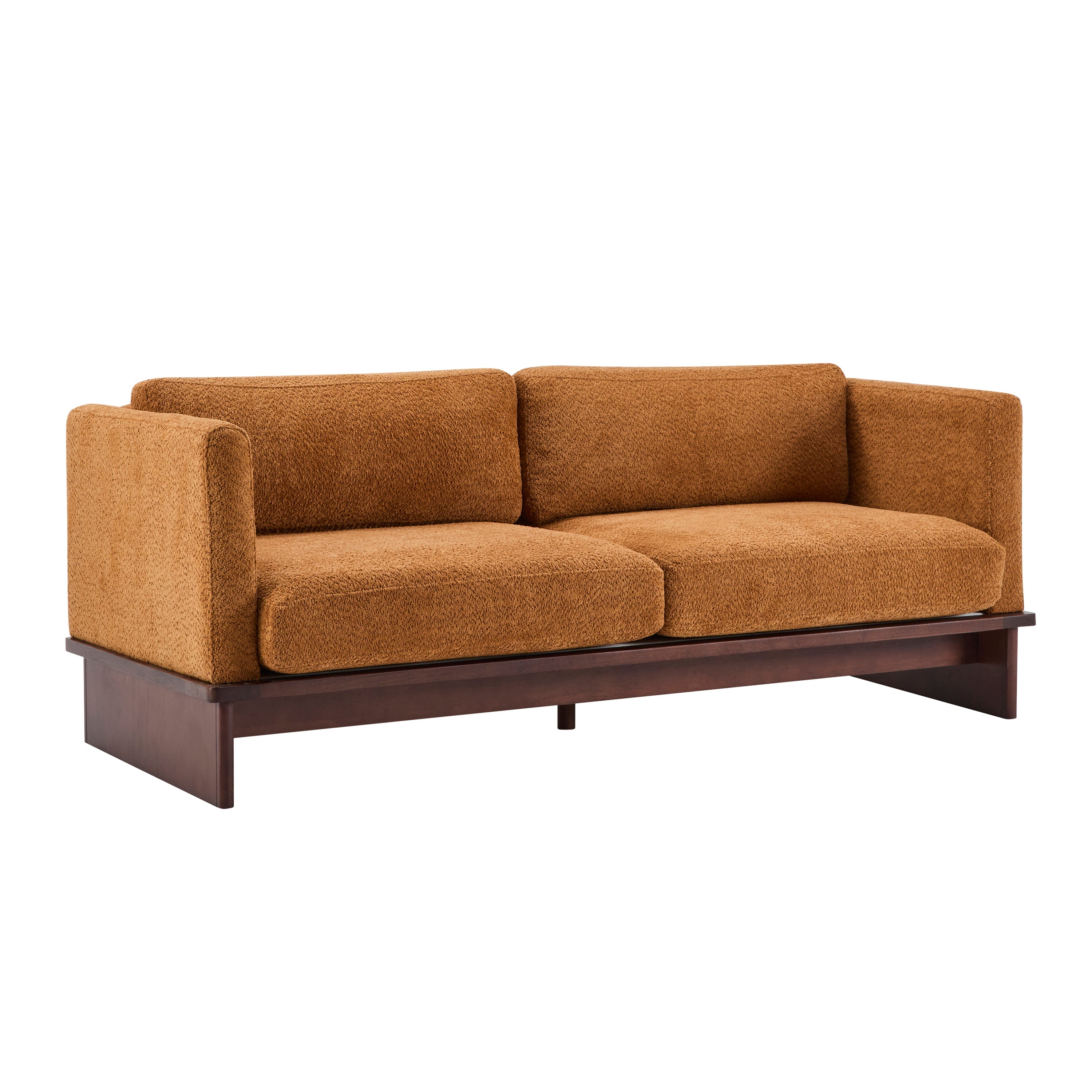 77 in. Square Arm Modern 3 Seater Boucle Sofa Upholstered Couch with Solid Wood Base