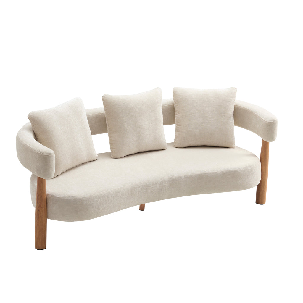 Luxe 76.5 in. Curved 3 Seater Modern Upholstered Chenille Sofa